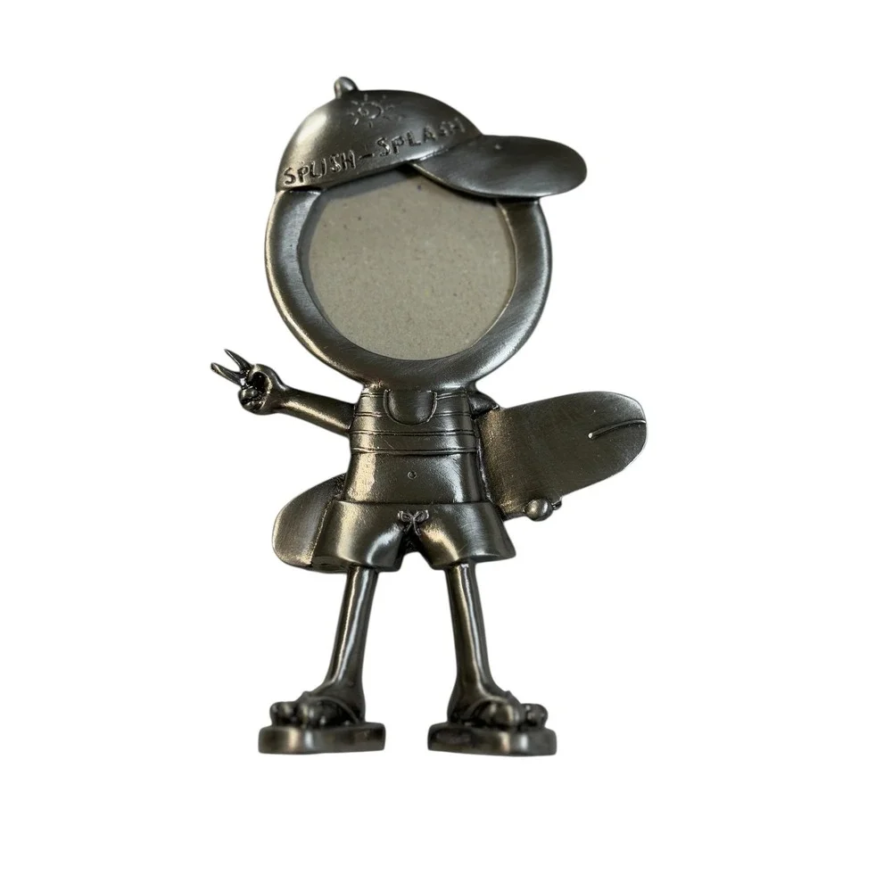 Tropical Hawaiian Figurine Photo Frame Set of 3 Silver Pewter‎ Tone Beach Hula